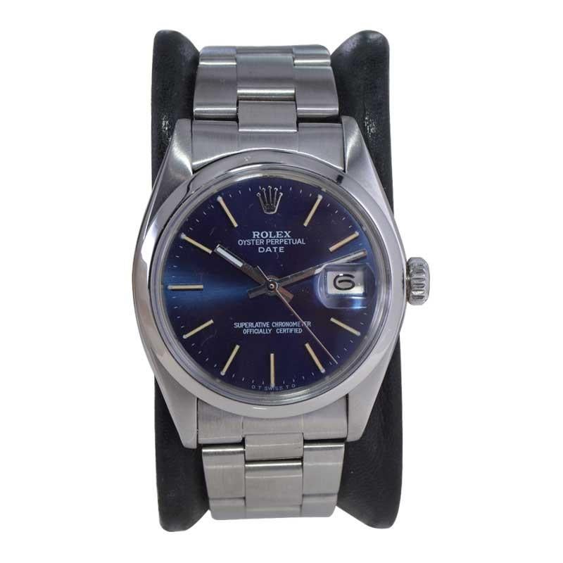 FACTORY / HOUSE: Rolex Watch Company
STYLE / REFERENCE: Oyster Perpetual Date / Reference 1500
METAL / MATERIAL: Stainless Steel 
CIRCA / YEAR: Mid 1970's
DIMENSIONS / SIZE: Length 42mm x Diameter 35mm
MOVEMENT / CALIBER: Perpetual Winding / 26