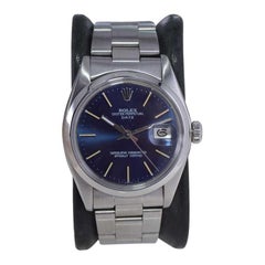 Rolex Stainless Steel Oyster Perpetual Date with Original Blue Dial circa