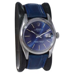 Rolex Stainless Steel Oyster Perpetual Date with Original Blue Dial circa