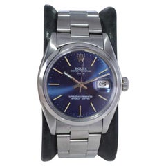 Rolex Stainless Steel Oyster Perpetual Date with Original Blue Dial circa