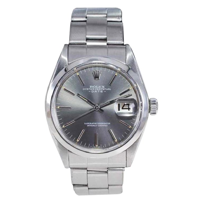 Rolex Oyster Perpetual Date de acero inoxidable con brazalete original y esfera rara