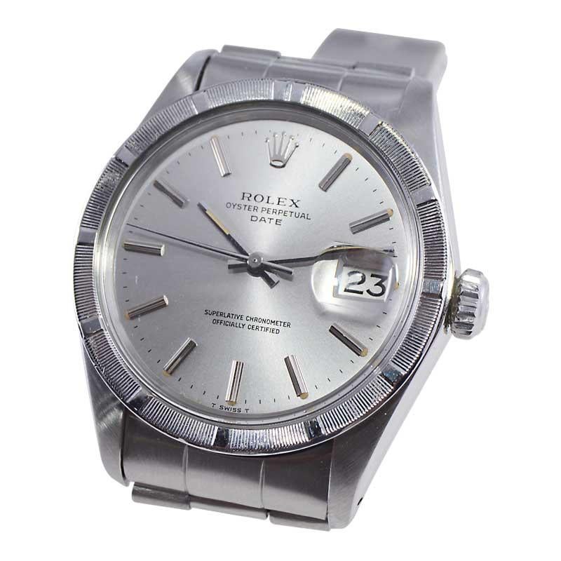Rolex Stainless Steel Oyster Perpetual Date with Original Bracelet, Mid 1970's For Sale 1