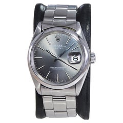 Rolex Stainless Steel Oyster Perpetual Date with Original Charcoal Dial 1970's