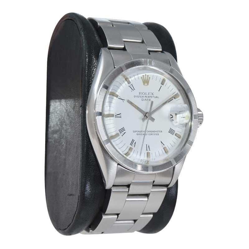 FACTORY / HOUSE: Rolex Watch Company
STYLE / REFERENCE: Oyster Perpetual Date / Reference 1501
METAL / MATERIAL: Stainless Steel
CIRCA / YEAR: 1970's
DIMENSIONS / SIZE: Length 41mm X Diameter 35mm
MOVEMENT / CALIBER: Perpetual Winding / 26 Jewels /