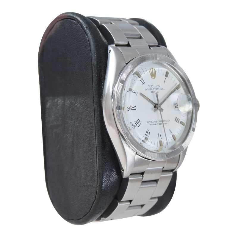 Modern Rolex Stainless Steel Oyster Perpetual Date with Original Factory Dial 1970's For Sale