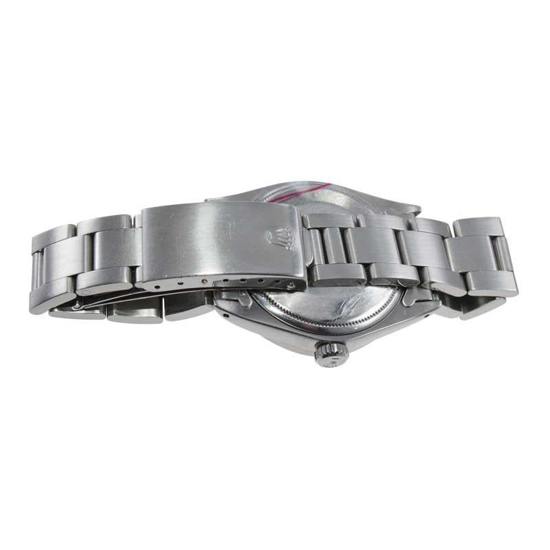 Women's or Men's Rolex Stainless Steel Oyster Perpetual Date with Original Factory Dial 1970's For Sale