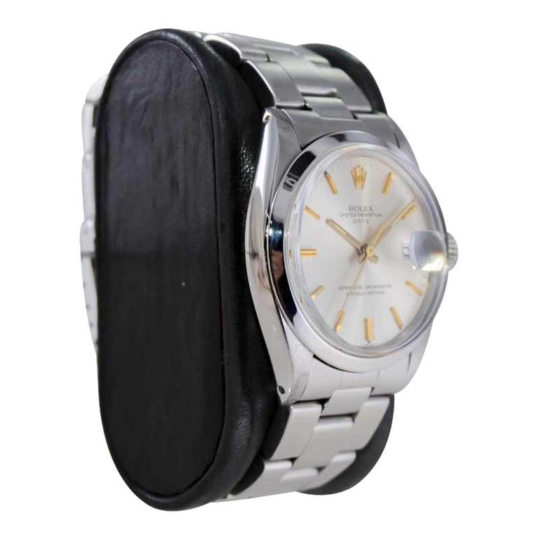 FACTORY / HOUSE: Rolex Watch Company
STYLE / REFERENCE: Oyster Perpetual Date / Reference 1500
METAL / MATERIAL: Stainless Steel
CIRCA / YEAR: 1960's
DIMENSIONS / SIZE: Length 41mm X Diameter 35mm
MOVEMENT / CALIBER: Perpetual Winding / 26 Jewels /