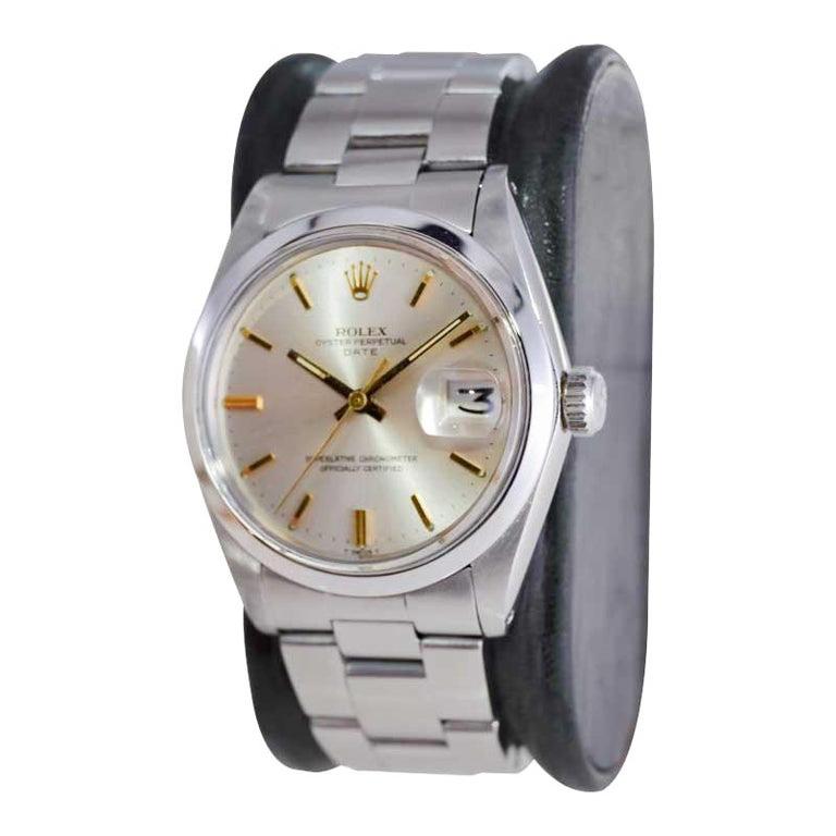 Rolex Stainless Steel Oyster Perpetual Date with Original Silver Dial 1960's 1
