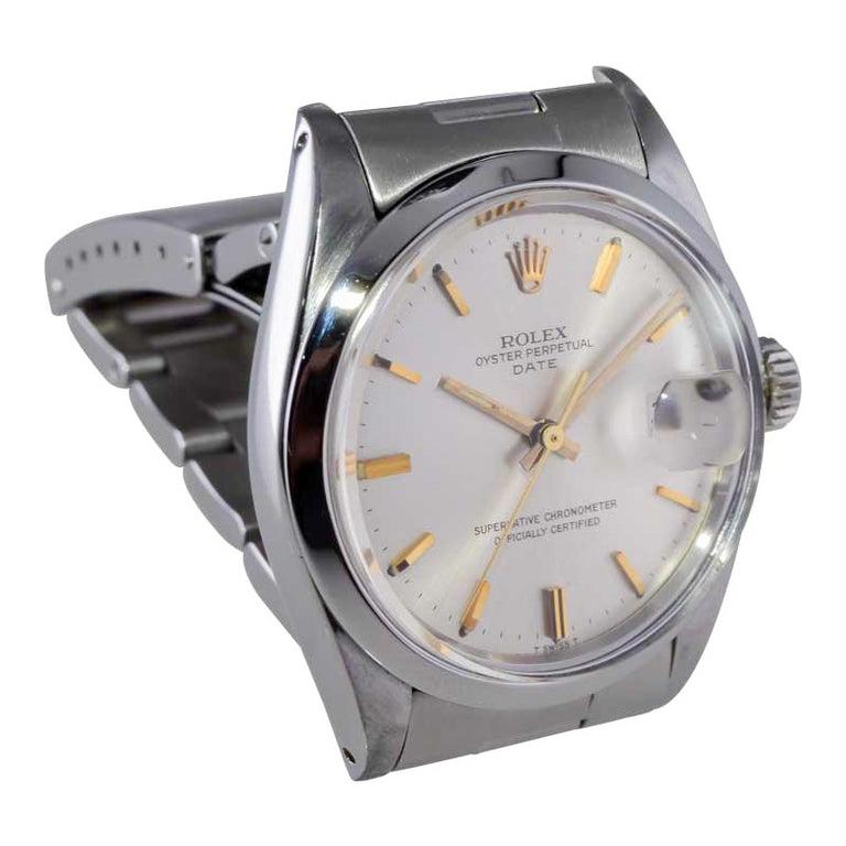 Rolex Stainless Steel Oyster Perpetual Date with Original Silver Dial 1960's 2