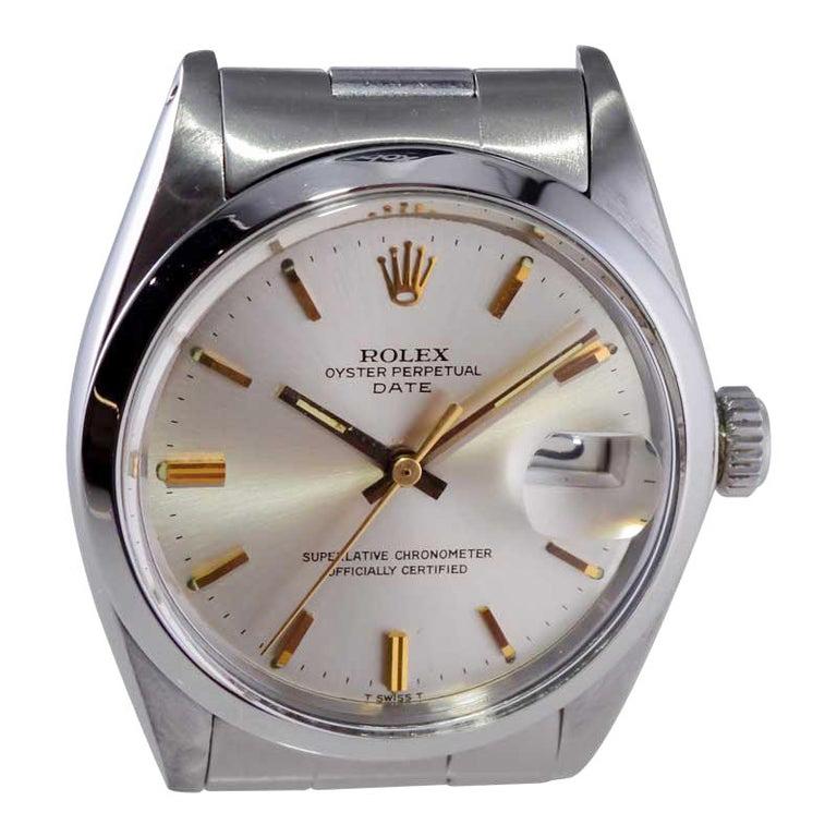 Rolex Stainless Steel Oyster Perpetual Date with Original Silver Dial 1960's 3