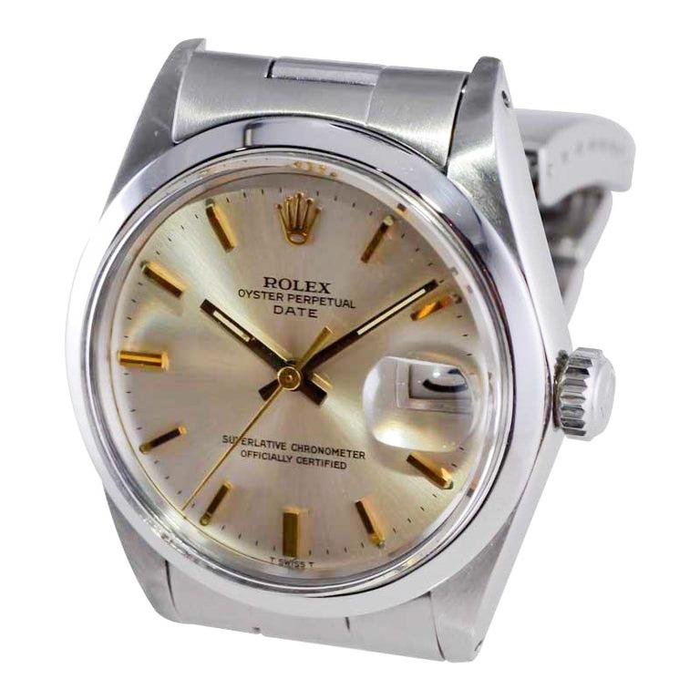 Rolex Stainless Steel Oyster Perpetual Date with Original Silver Dial 1960's 4