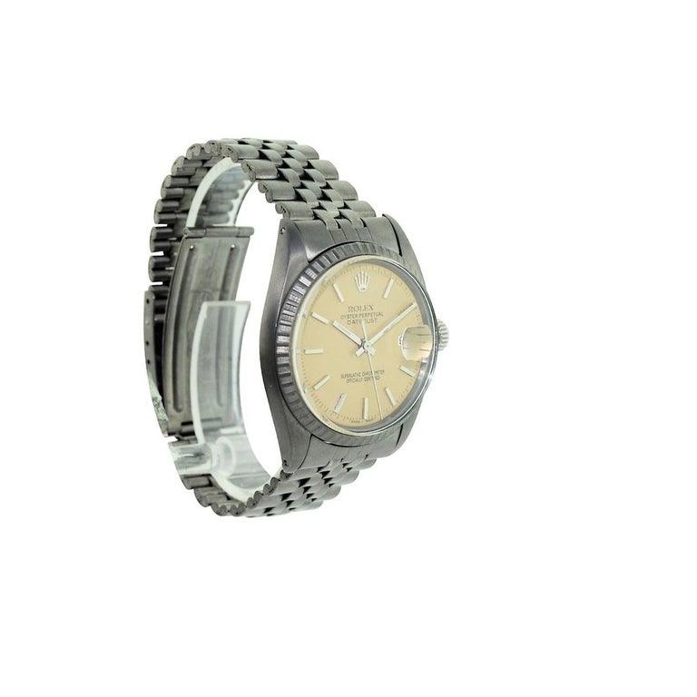 Women's or Men's Rolex Stainless Steel Oyster Perpetual Datejust Ref 1601, Early 1970s For Sale
