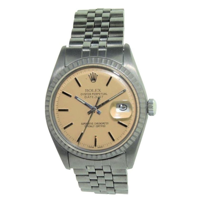 Rolex Stainless Steel Oyster Perpetual Datejust Ref 1601, Early 1970s For Sale