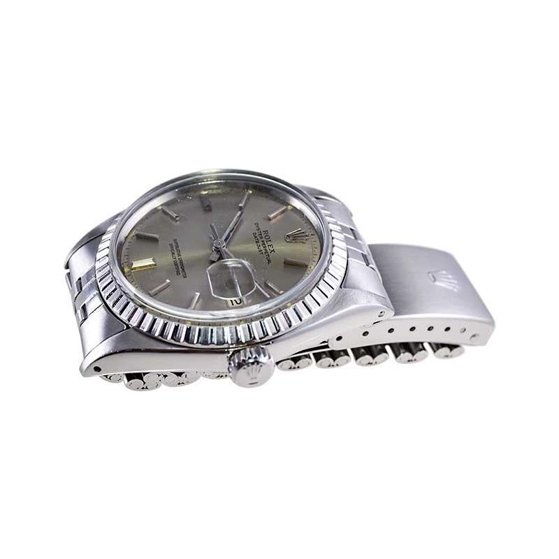 Rolex Stainless Steel Oyster Perpetual Datejust with Original Silver Dial 1970's For Sale 5
