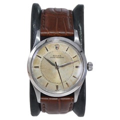 Retro Rolex Stainless Steel Oyster Perpetual from 1957 with Original Patinated Dial