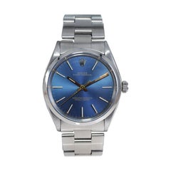 Rolex Stainless Steel Oyster Perpetual Original Metallic Blue Dial from 1980