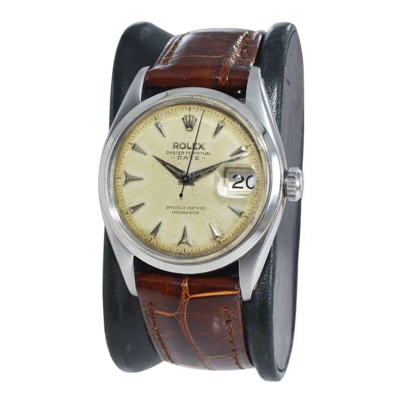 FACTORY / HOUSE: Rolex Watch Company
STYLE / REFERENCE: Oyster Perpetual / Reference 6534
METAL / MATERIAL: Stainless Steel 
CIRCA: 1957 / 1958 
DIMENSIONS: Length 42mm X Diameter 35mm
MOVEMENT / CALIBER: Perpetual Winding / 25 Jewels / Caliber.