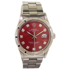 Rolex Steel Oyster Perpetual Date Ref. 5500 Red Diamond Dial, Early 1980's