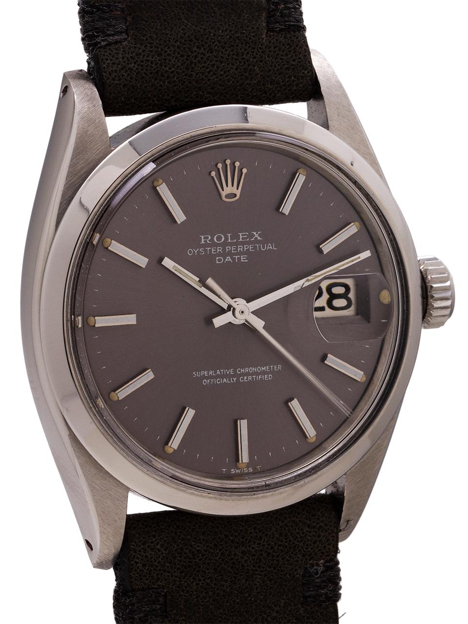 Rolex stainless steel Oyster Perpetual self winding Wristwatch Ref 1500, c1968 In Excellent Condition In West Hollywood, CA