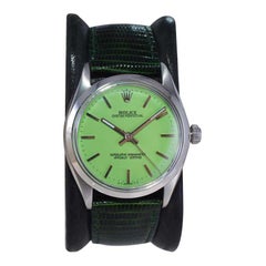 Rolex Steel Oyster Perpetual with A Custom Finished Mint Green Dial 1960's