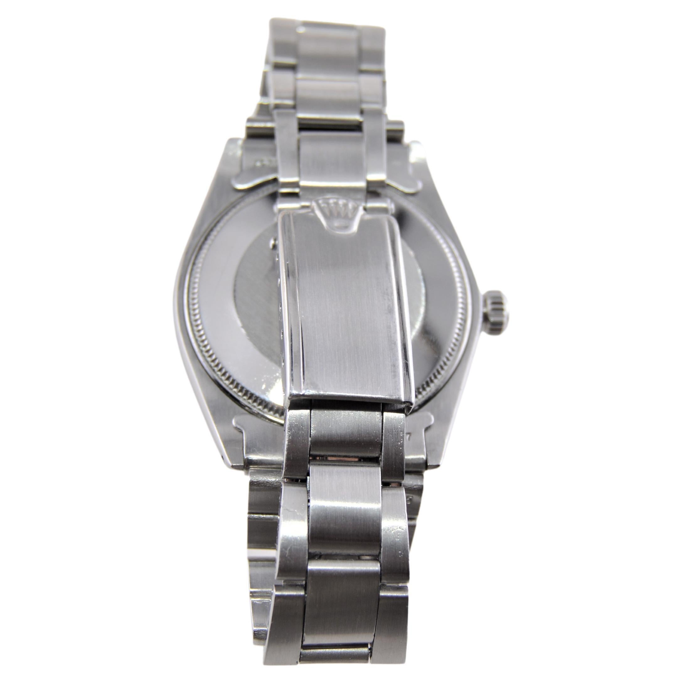 Rolex Stainless Steel Oyster Perpetual with Custom Hot Pink Dial, 1960s For Sale 3