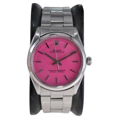 Rolex Stainless Steel Oyster Perpetual with Custom Hot Pink Dial, 1960s