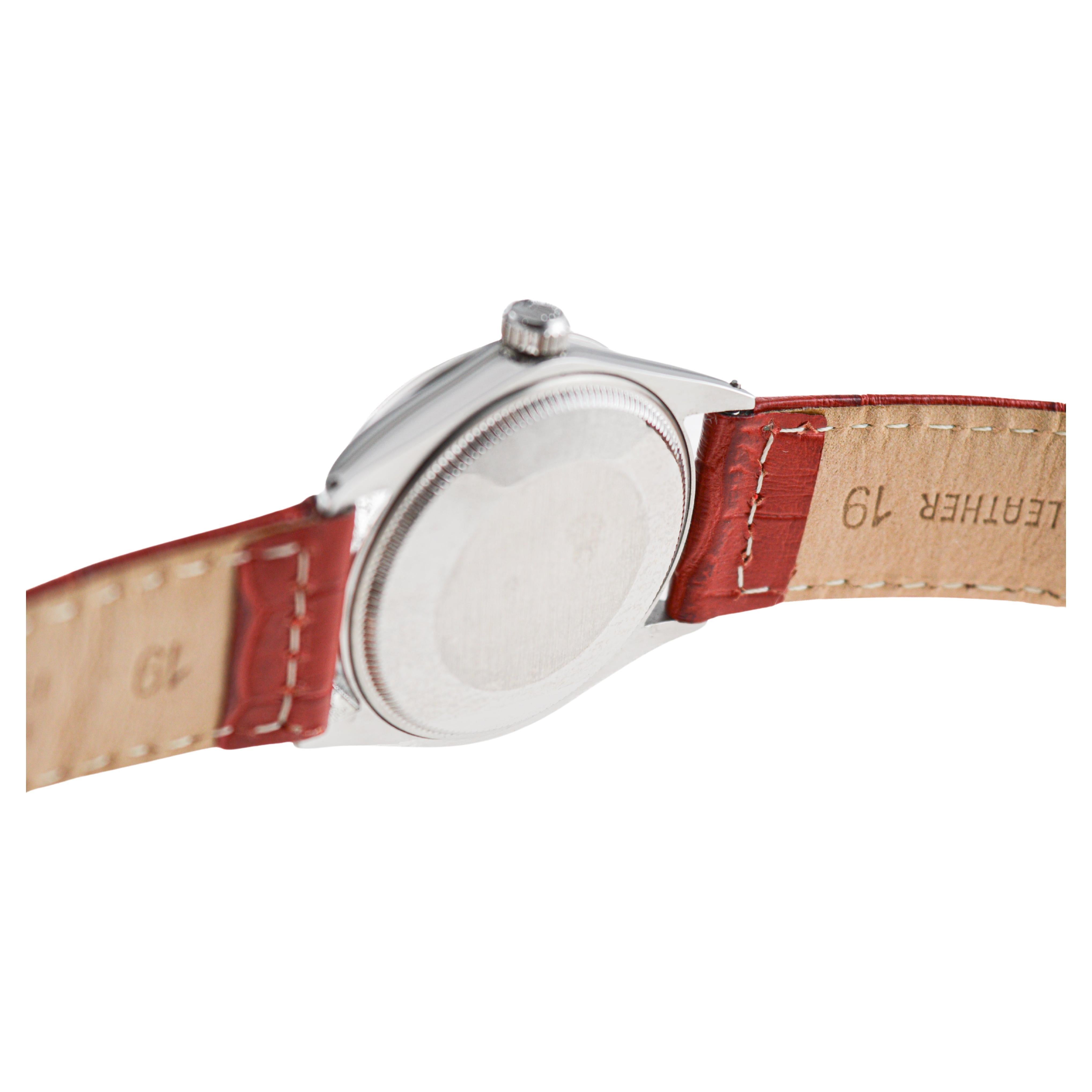 Rolex Stainless Steel Oyster Perpetual with Custom Red Dial circa, 1960's 5