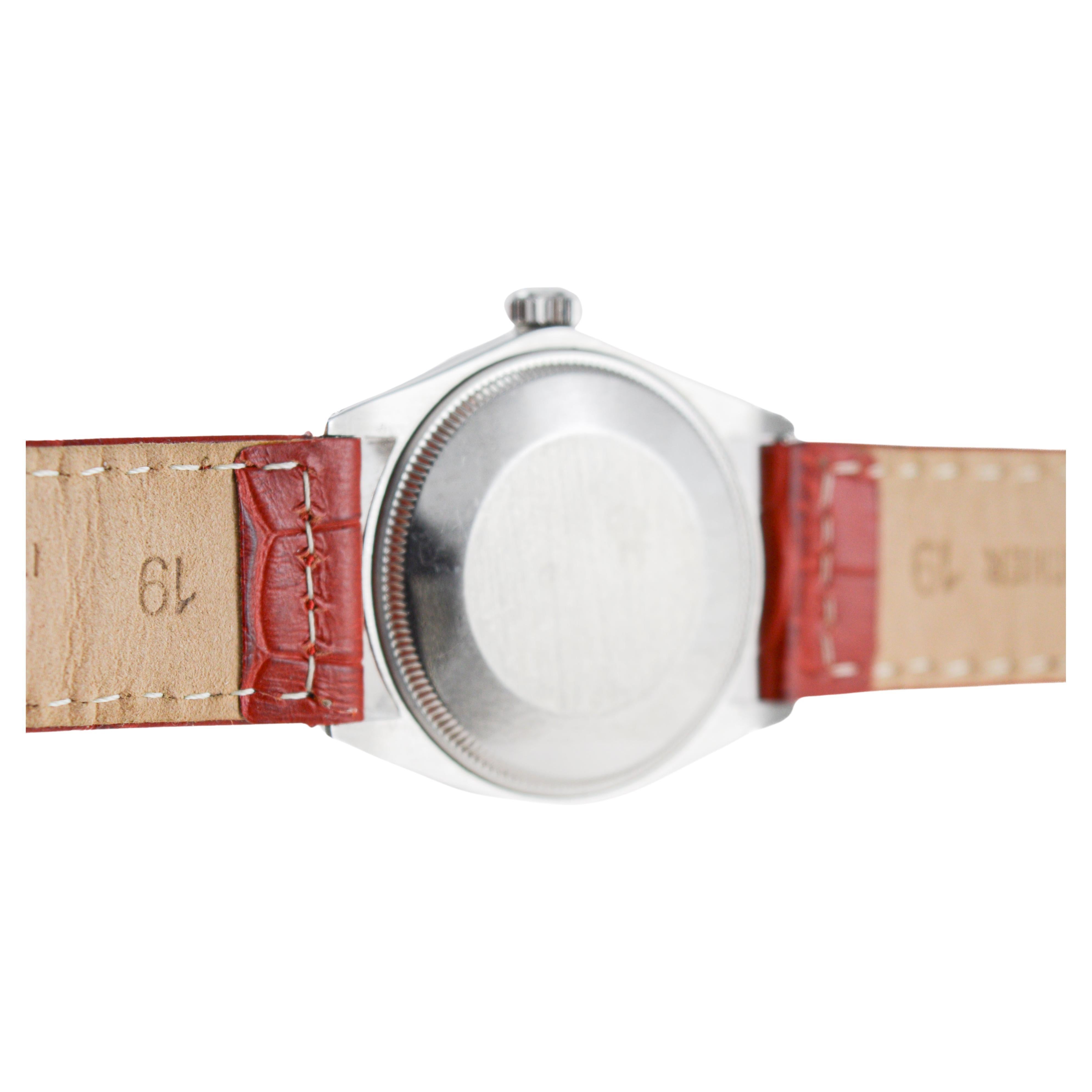 Rolex Stainless Steel Oyster Perpetual with Custom Red Dial circa, 1960's 6