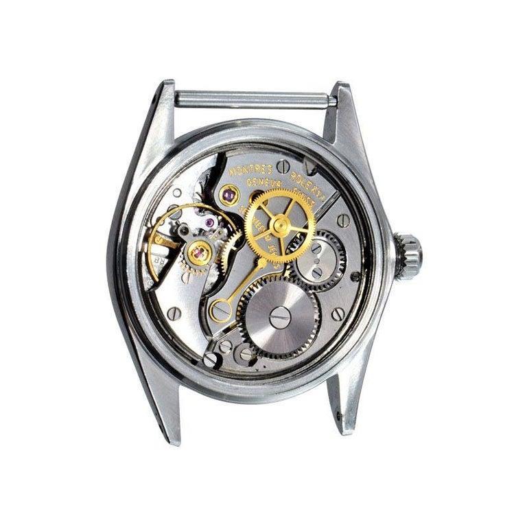 Rolex Oyster Perpetual in acciaio inossidabile con quadrante rosso personalizzato circa, anni '60 in vendita 6