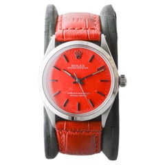 Rolex Stainless Steel Oyster Perpetual with Custom Red Dial circa, 1960's