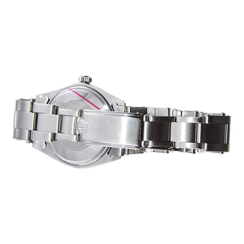 Women's or Men's Rolex Stainless Steel Oyster Perpetual with Custom Red Dial circa, 1960's For Sale