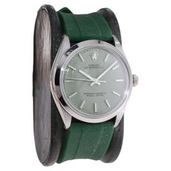 Rolex Stainless Steel Oyster Perpetual With Custom Sage Green Dial circa, 1980's
