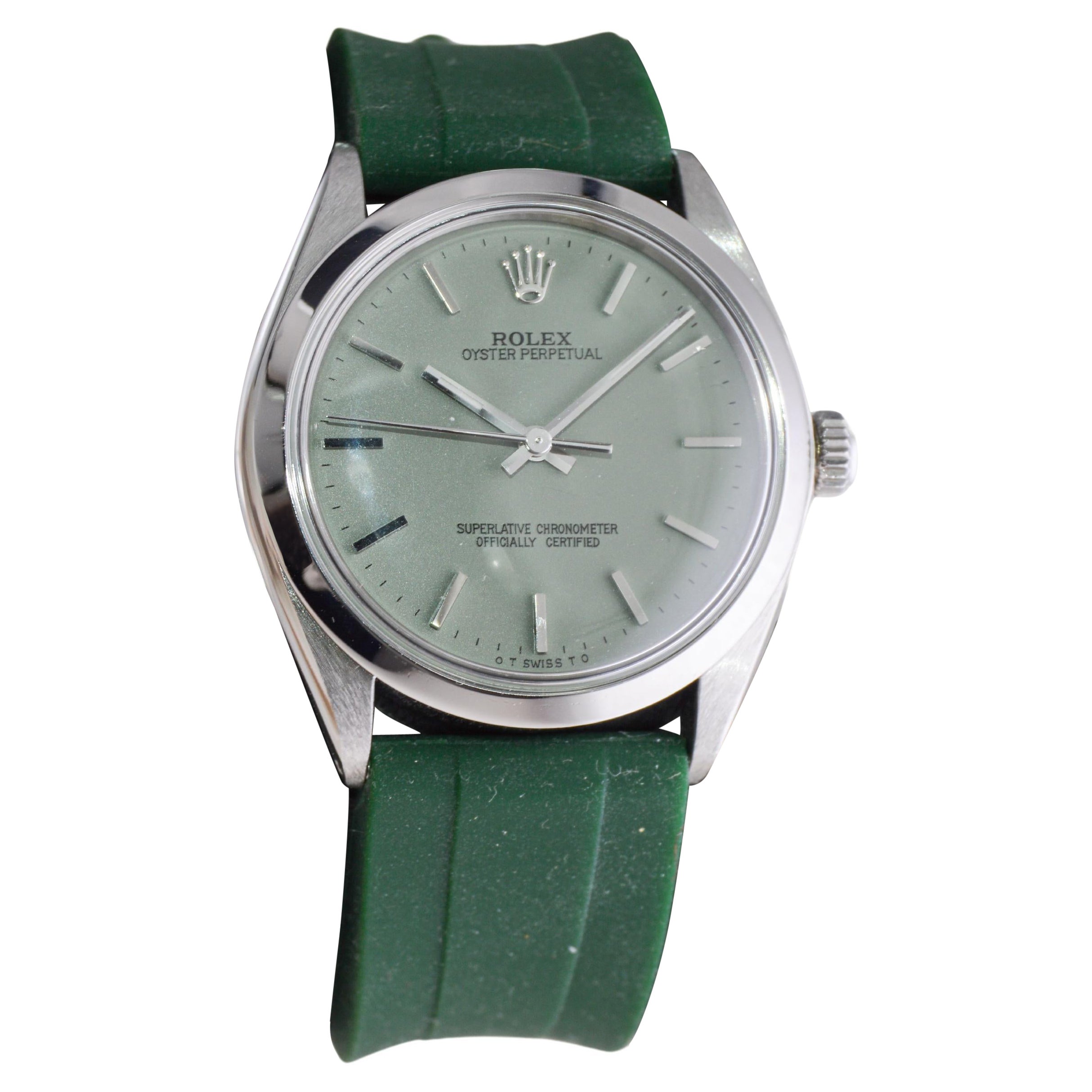 Rolex Oyster Perpetual in acciaio inossidabile con quadrante personalizzato Greene & Greene circa, anni '80