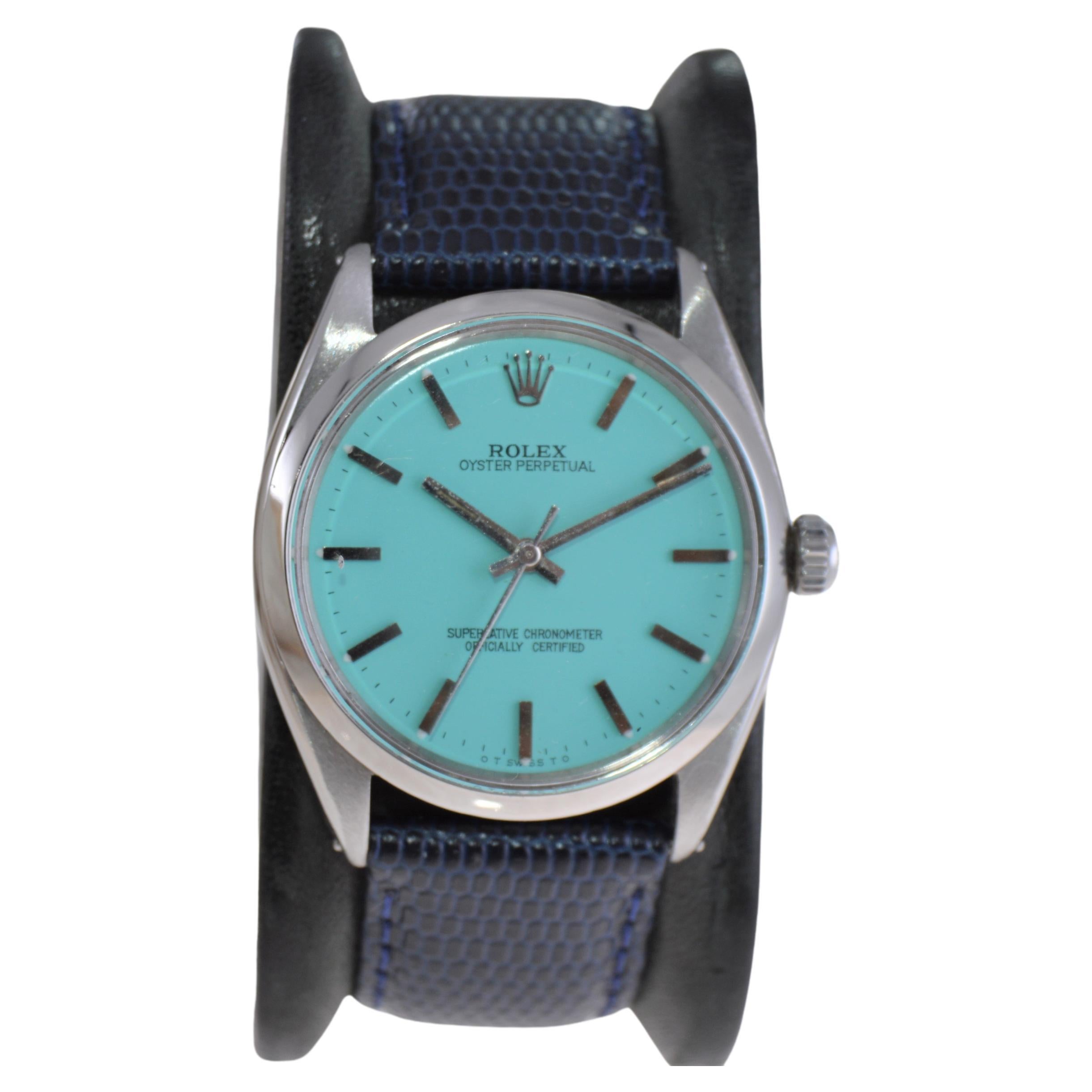 Rolex Stainless Steel Oyster Perpetual With Custom Tiffany Blue Dial 1956