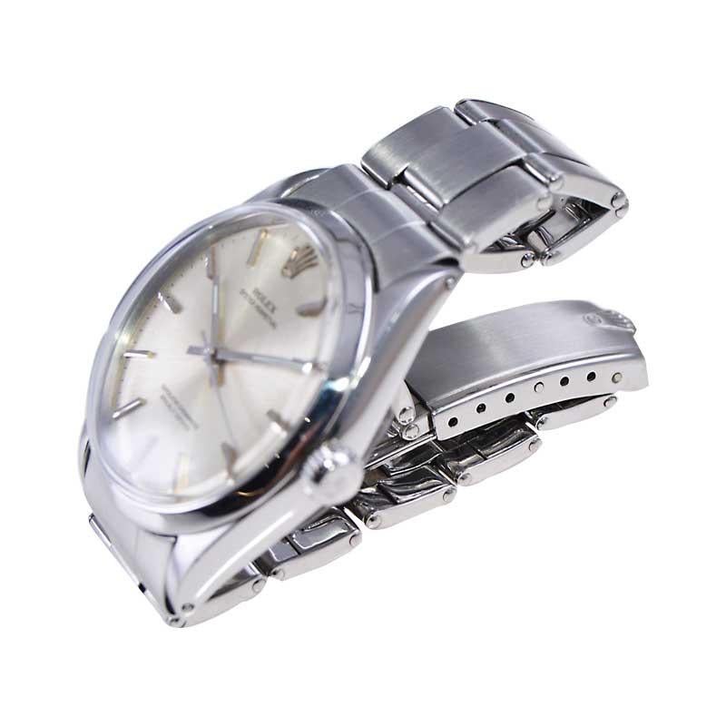 Rolex Edelstahl Oyster Perpetual mit Original Riveted Armband Mitte der 1960er Jahre 4