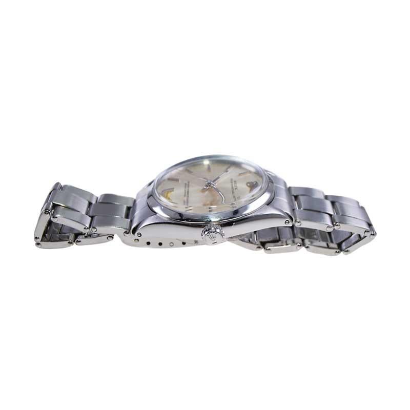 Rolex Montre Oyster Perpetual en acier inoxydable avec bracelet riveté d'origine, milieu des années 1960 4