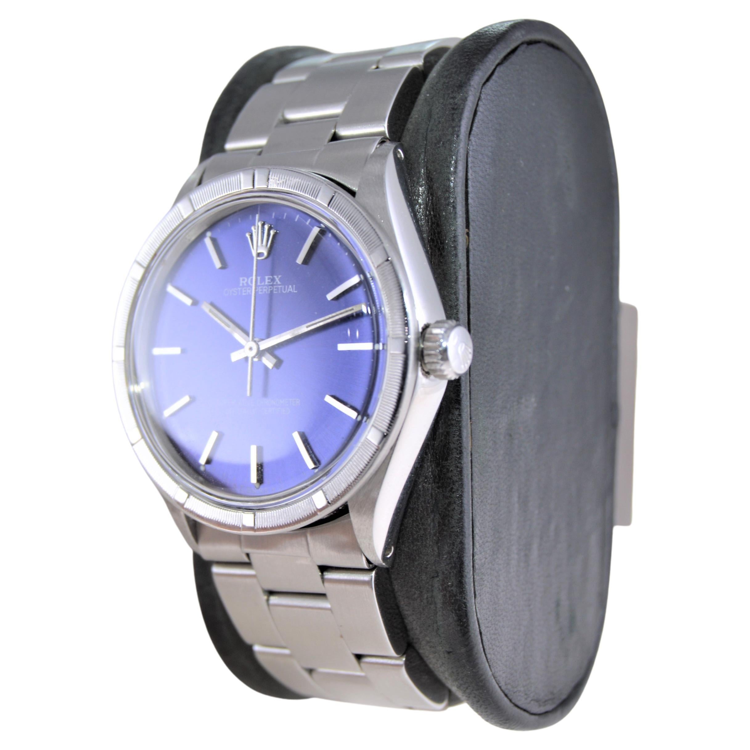 Rolex Stainless Steel Oyster Perpetual with Original Riveted Oyster Bracelet  In Excellent Condition In Long Beach, CA