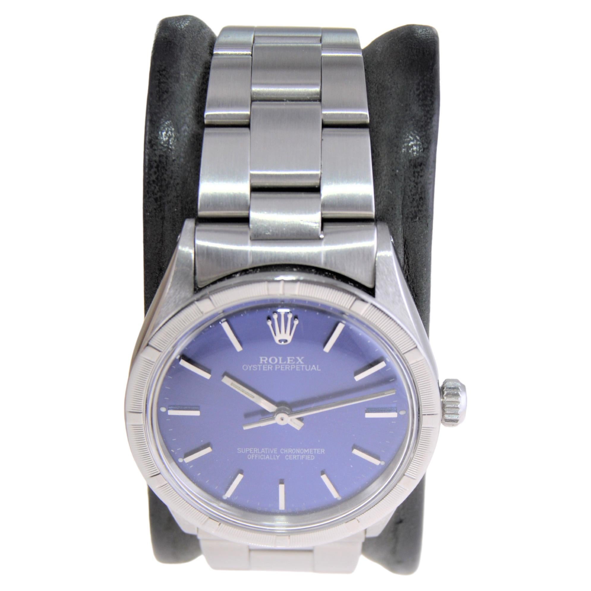 Women's or Men's Rolex Stainless Steel Oyster Perpetual with Original Riveted Oyster Bracelet 