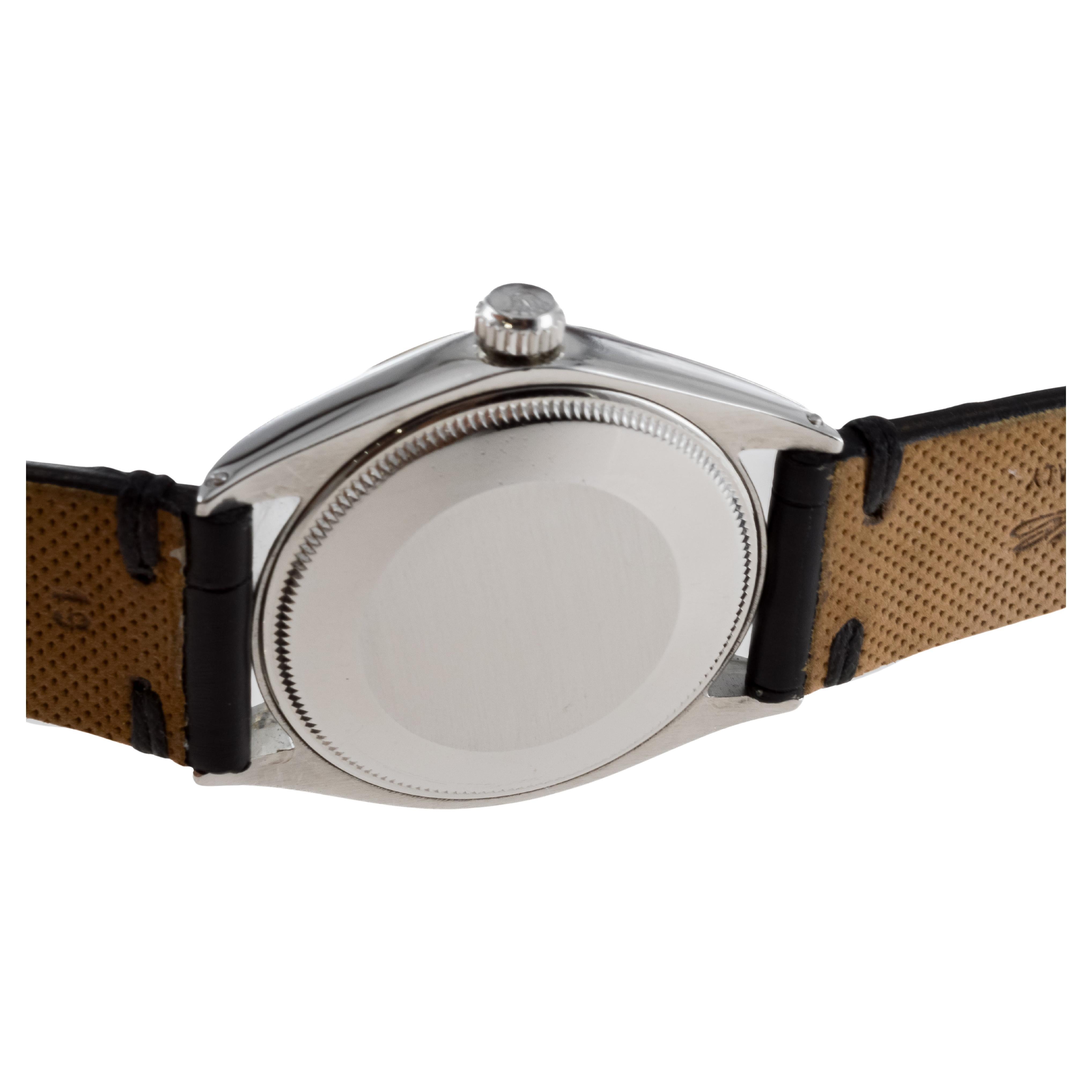 Rolex Stainless Steel Oyster Perpetual with Rare Black Dial circa, 1972 For Sale 5