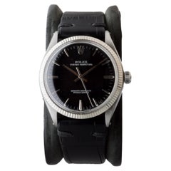 Rolex Edelstahl Oyster Perpetual mit seltenem schwarzem Zifferblatt ca. 1972