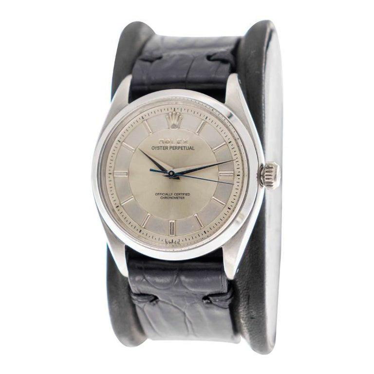 Modernist Rolex Stainless Steel Oyster Perpetual with Rare Dial from, 1955