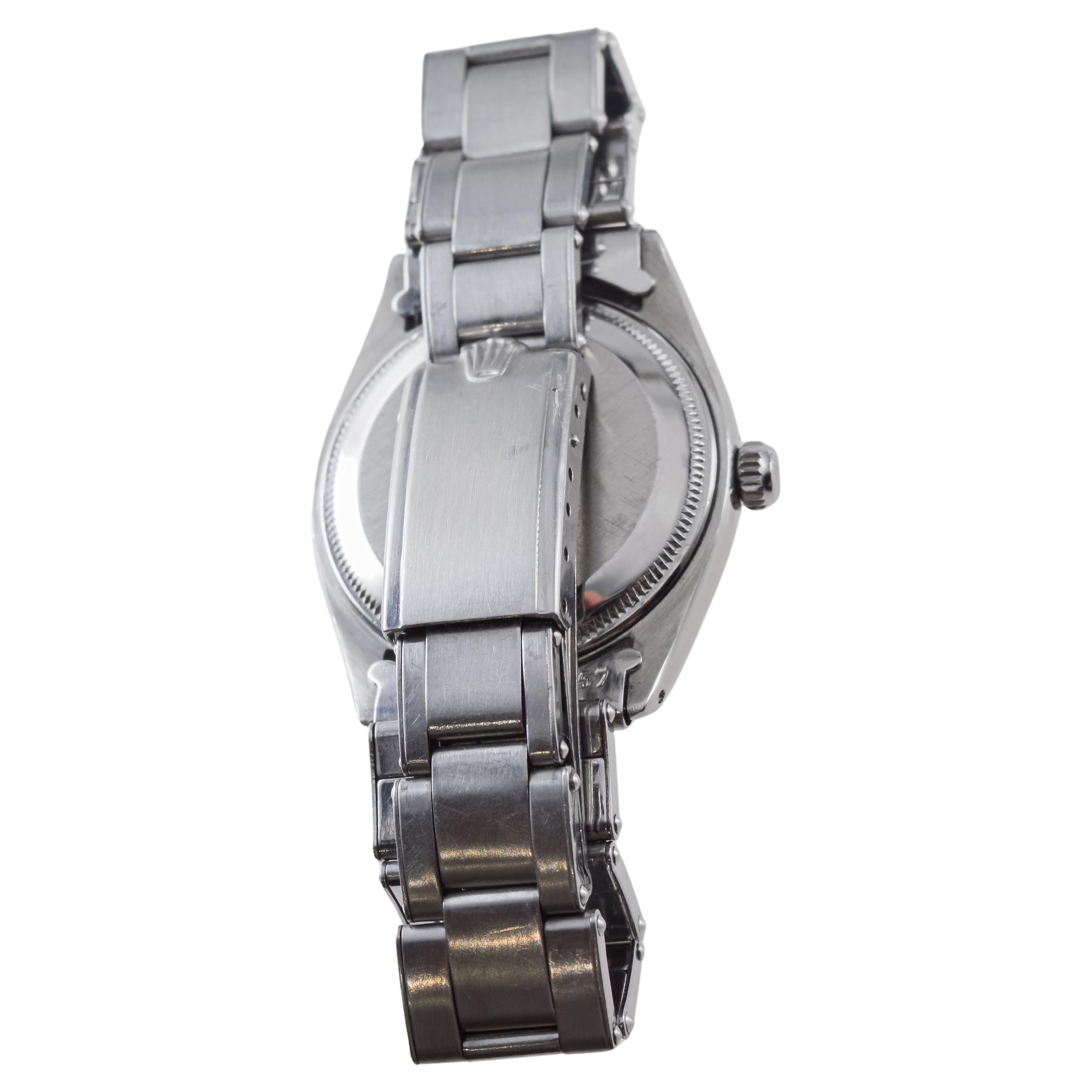 Rolex Oyster Perpetual avec moteur rare et lunette tournée, 1957 en vente 7