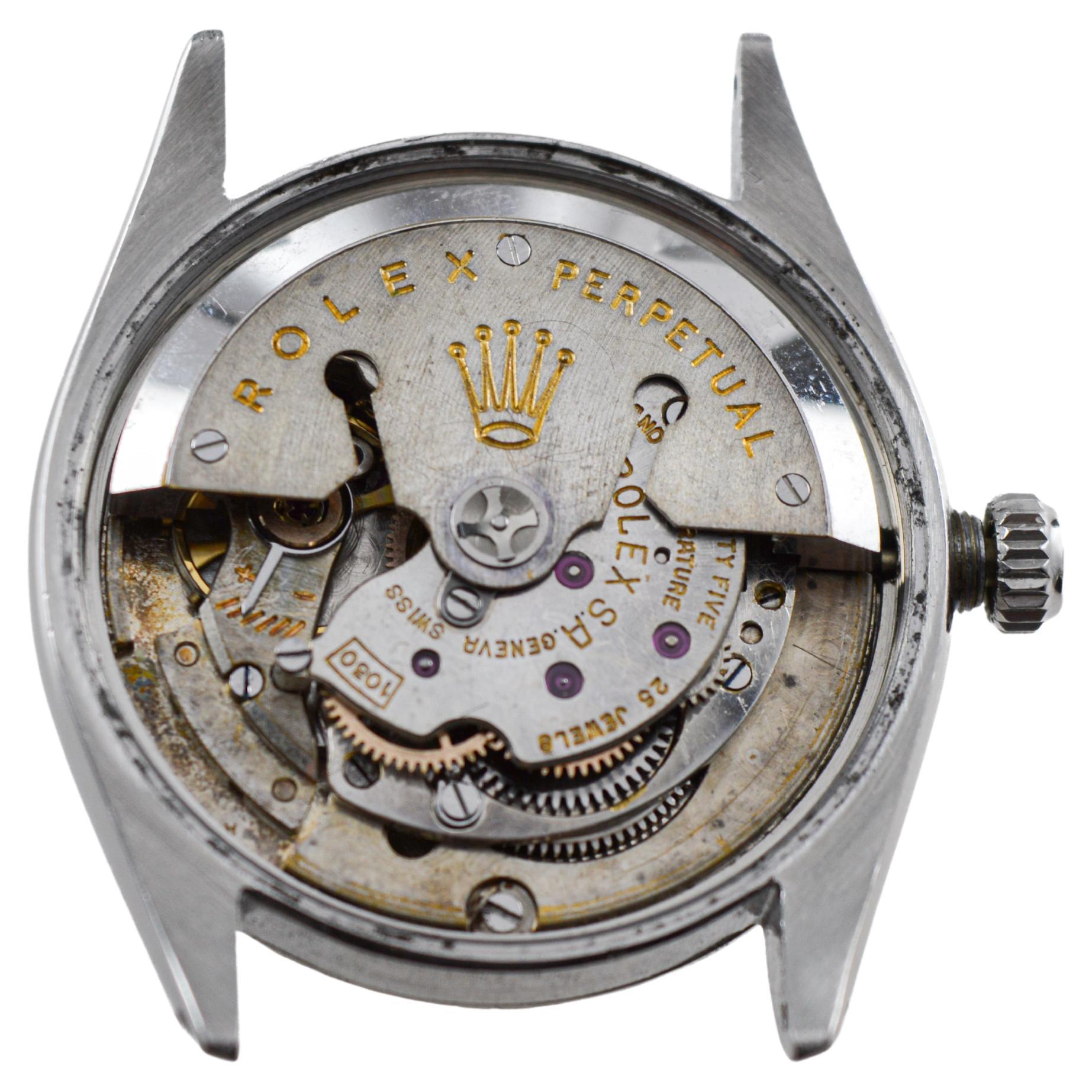 Rolex Oyster Perpetual avec moteur rare et lunette tournée, 1957 en vente 10