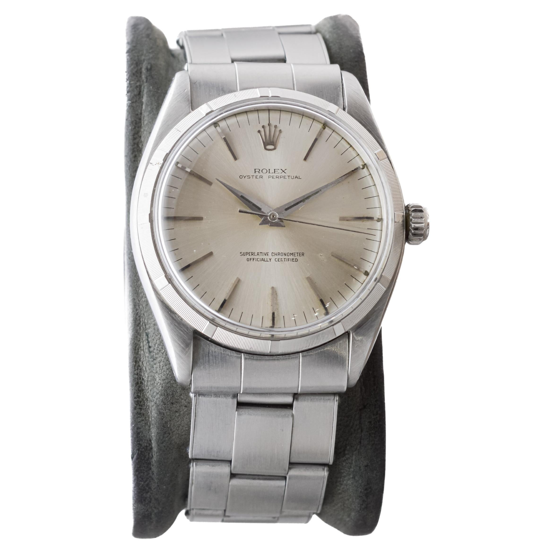 Rolex Oyster Perpetual avec moteur rare et lunette tournée, 1957 Unisexe en vente