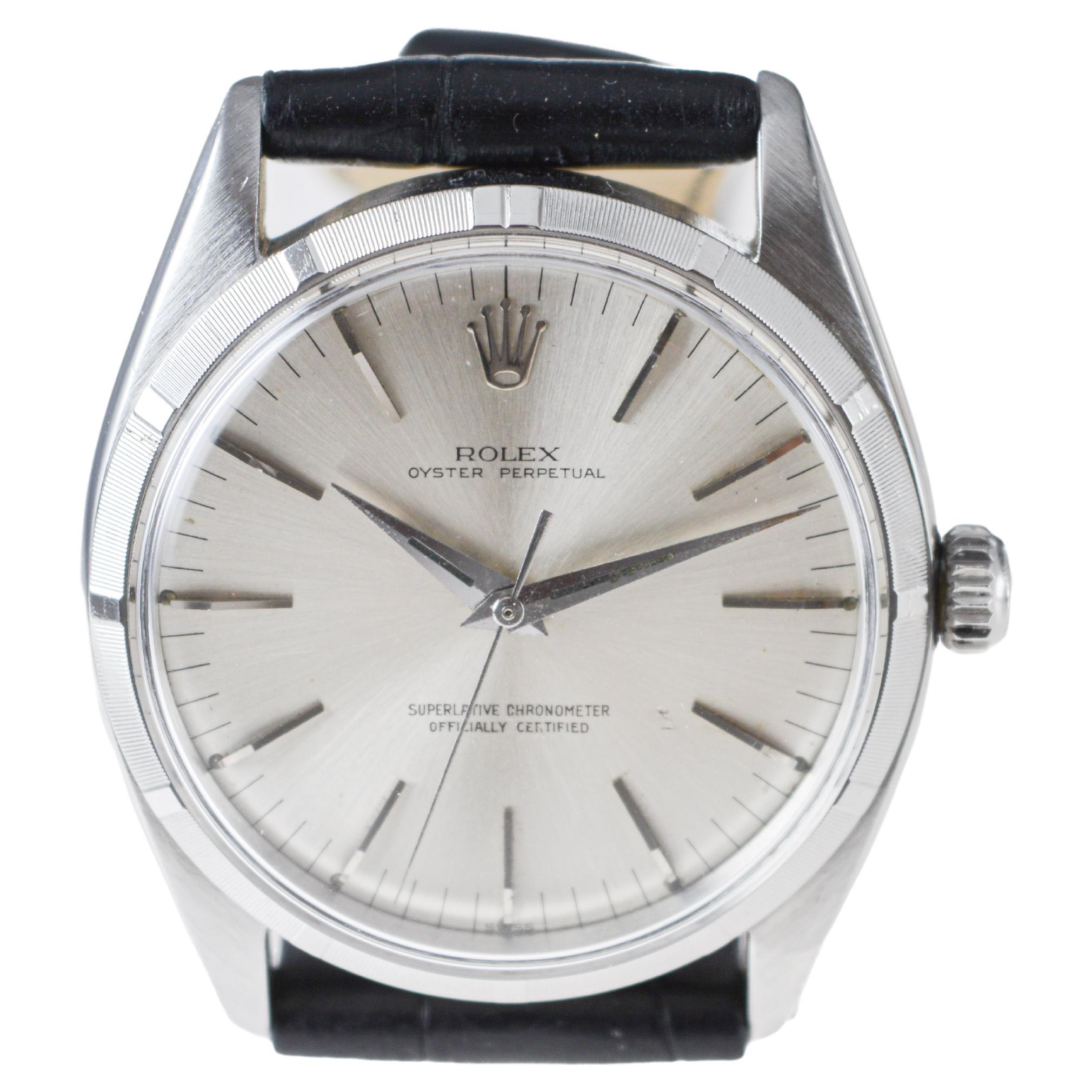 Rolex Oyster Perpetual avec moteur rare et lunette tournée, 1957 en vente 1