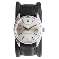 Rolex Edelstahl Oyster Perpetual mit seltener gedrechselter Lünette aus Edelstahl 1957