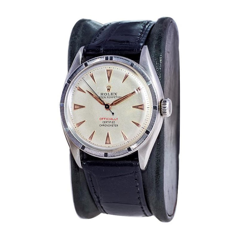 Reloj de pulsera Rolex Oyster Perpetual de acero inoxidable de 1951 ó 1952  en venta en 1stDibs