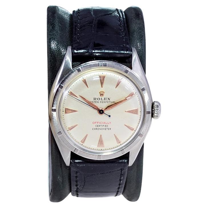 Rolex Stainless Steel Oyster Perpetual Wristwatch from 1951 or 1952