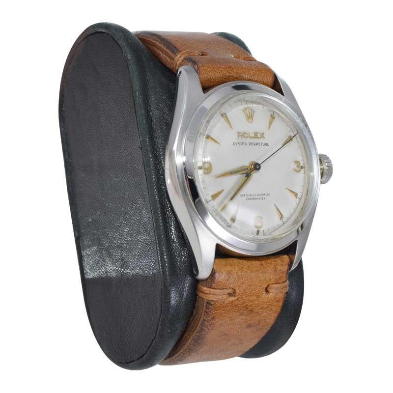 Rolex Edelstahl Oyster Perpetual Armbanduhr von 1952 für Damen oder Herren im Angebot