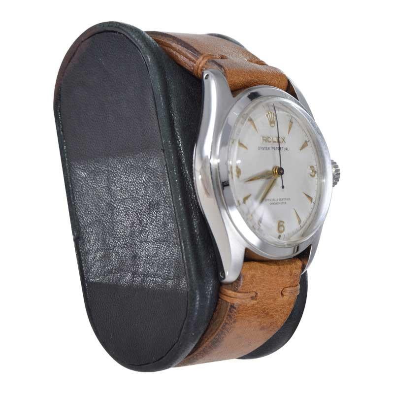 Rolex Edelstahl Oyster Perpetual Armbanduhr von 1952 im Angebot 1
